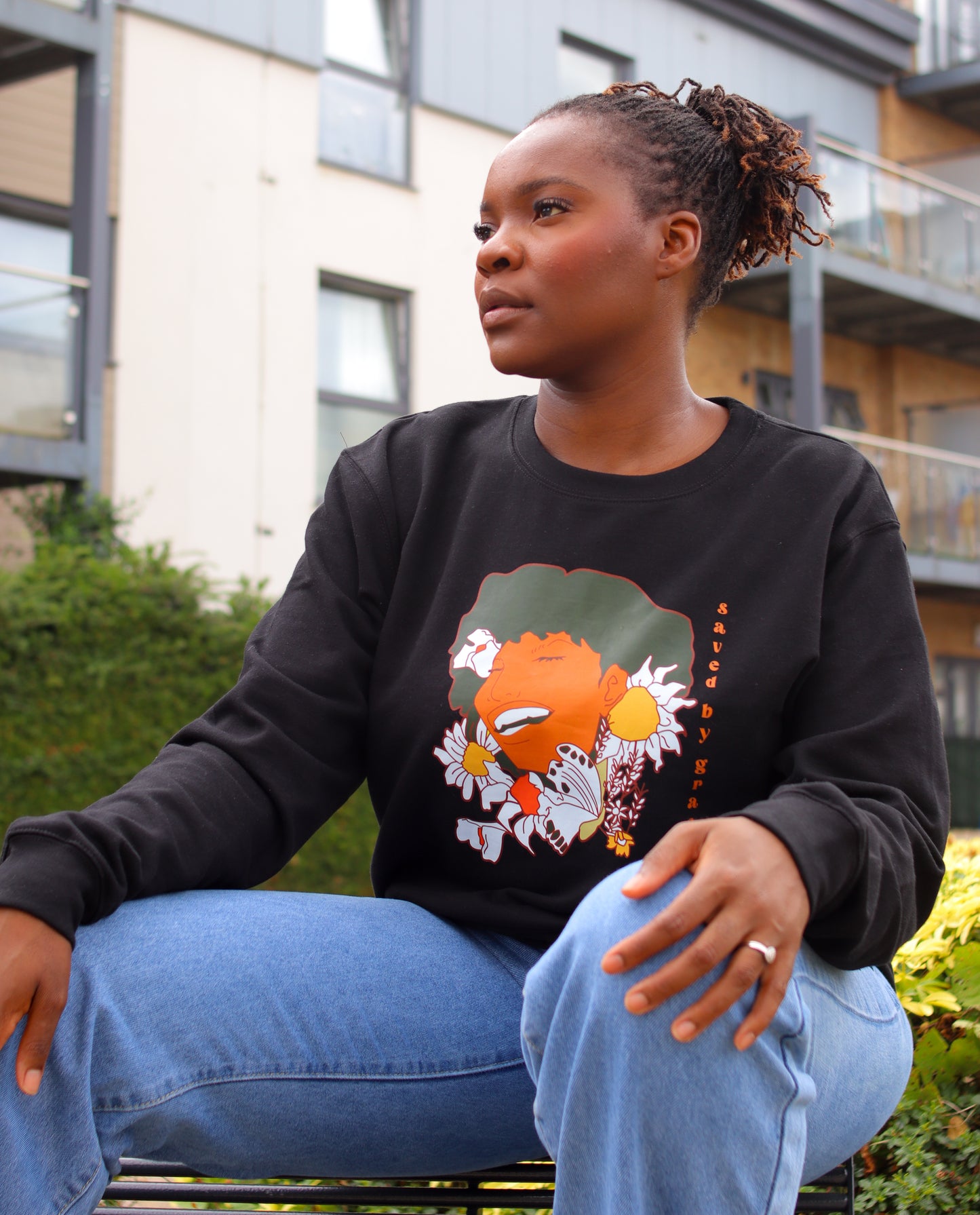 Cool Floral Saved By Grace Crew Neck Sweatshirt