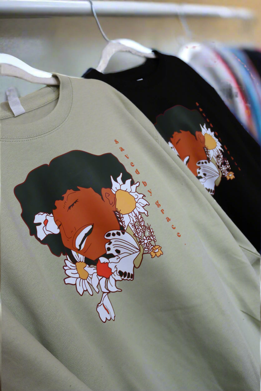 Cool Floral Saved By Grace Crew Neck Sweatshirt
